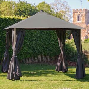 Selma Fabric Gazebo 3m x 3m with Solar Lights in Anthracite