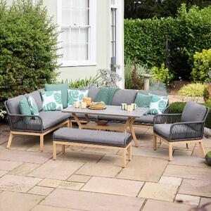 Piero Aluminium Rectangular Modular Dining Set in Charcoal Grey and Oak