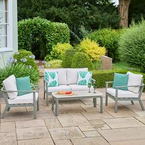 Tosano Garden Ceramic Glass Stone Top Lounge Set in Sage Green and Cream