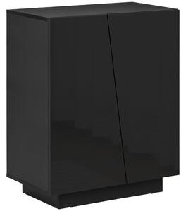 HOMCOM Freestanding Storage Cabinet for Bedroom, Wooden Sideboard, High Gloss Storage Cupboard with Adjustable Shelves, Black