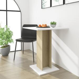 Bistro Table White and Sonoma Oak 60x60x75 cm Engineered Wood