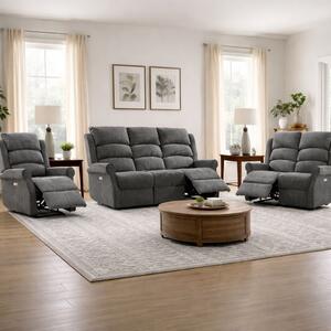 Rosenberg Fabric Electric Recliner 3+2+1 Sofa Suite - Anthracite
