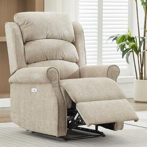 Rosenberg Fabric Electric Recliner 1 Seater Sofa - Rabbit
