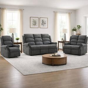 Rosenberg Fabric Recliner 3+2+1 Sofa Suite - Anthracite
