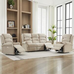 Rosenberg Fabric Electric Recliner 3+1+1 Seater Sofa Set - Rabbit
