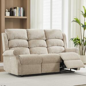 Rosenberg Fabric Electric Recliner 3 Seater Sofa - Rabbit