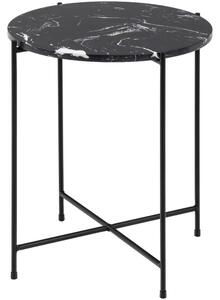 Alvina Small Marble Round Side Table - Black