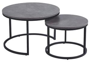 Citrus Grey Marble Effect Nesting Coffee Tables With Black Frame