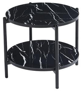 Vilna Large Gloss Black Marble Effect Coffee Table With Black Frame