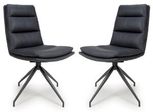 Novato Black PU Leather Dining Chairs In Pair