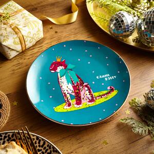 Glam Kitty Blue Porcelain Side Plate Teal (Blue)