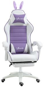 Vinsetto Racing Best Gaming Chair w/ Bunny Eears, the Manual Footrest & Faux Leather Upholstery as Recliner Chair, Purple Aosom UK