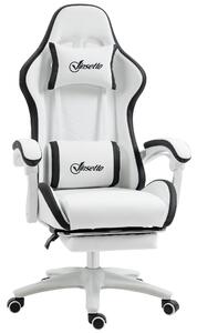 Vinsetto Racing Gaming Chair, Reclining PU Leather Computer Chair with 360 Degree Swivel Seat, Footrest, Removable Headrest White and Black Aosom UK