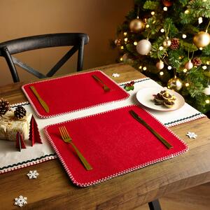 Set of 2 Felt Placemats Red