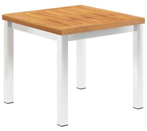 Garden Side Table 45x45x38 cm Solid Acacia Wood and Stainless Steel