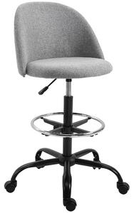 Vinsetto Ergonomic Drafting Chair with Adjustable Height, Padded Seat, Footrest, 360° Swivel, 5 Wheels for Home Office Comfort, Grey