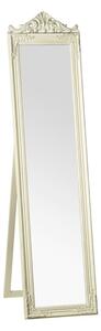 Boufoya Rectangular Floor Standing Cheval Mirror In Cream And Gold Finish