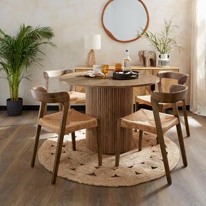 Amari Round Dining Table With Melia Dark Stained Chairs