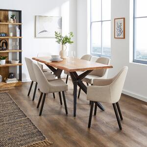 Oadby Rectangular Dining Table with Eddie Luna Natural Fabric Dining & Carver Chairs