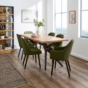 Oadby Rectangular Dining Table with Eddie Luna Olive Fabric Dining & Carver Chairs
