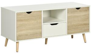 HOMCOM Entertainment Unit for 50 Inch TV, Lounge and Bedroom Cabinet with Storage Drawer, Natural Finish
