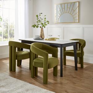 Tervola Rectangular Dining Table with Lucilla Olive Velvet Dining Chairs