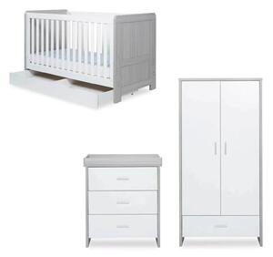 Ickle Bubba Pembrey Furniture Set Under Drawer Ash Grey & White 3 pcs - Fibre Mattress