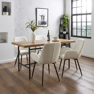 Bryant Rectangular Dining Table with Axel Ivory Boucle Dining Chairs