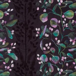 Linda Barker Dottie's Love Velvet Fabric Clematis Charcoal