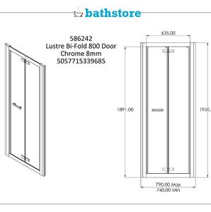 Bathstore Lustre Bi-Fold Shower Door - 800mm (8mm Glass)