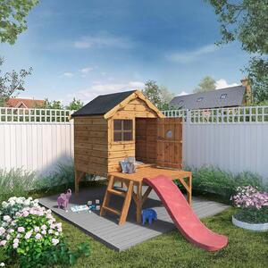 Mercia 7 x 9'4ft Snug Wooden Playhouse Tower & Slide - Installation Included