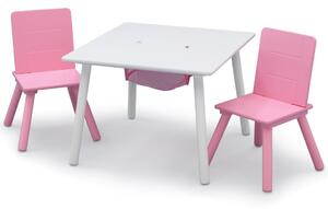 Delta Children Kids Table and Chair Set with Storage White and Pink