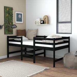Mid-high Bed Black Solid Pinewood 90x200 cm