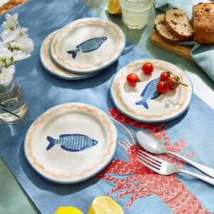 Ceramic Fish Plate Porcelain Blue