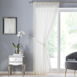 Windsor Slot Top Ready Made Single Voile Curtain Cream