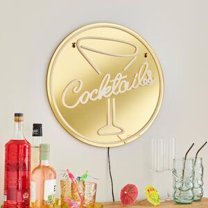 Cocktail Indoor Outdoor Mirrored Neon Sign Gold