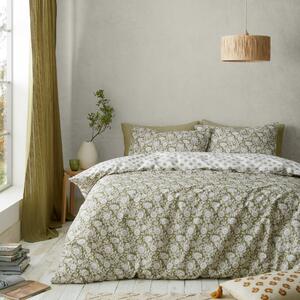 Pineapple Elephant Tangier Floral Olive Green Duvet Cover and Pillowcase Set Olive