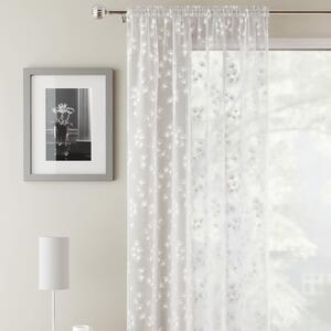 Delila Slot Top Ready Made Single Voile Curtain White