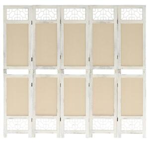 5-Panel Room Divider Cream 175x165 cm Fabric
