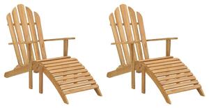 Adirondack Chairs with Footrests 2 pcs Solid Wood Teak