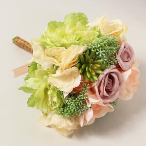 Artificial Rose Hydrangea Bouquet Cream/Green Cream/Green/Pink