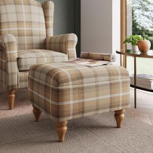 Oswald Check Storage Footstool Tapered Leg Natural Oswald Wingback