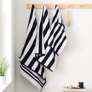 Bianca Reversible Stripe Jacquard Towels Black