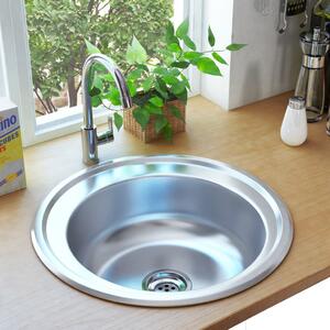 Kitchen Sink with Strainer and Trap Stainless Steel