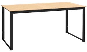 Outsunny Garden Table for 6 People, 160 x 80 x 75 cm Rectangle Outdoor Dining Table with Slatted Table Top, Metal Frame, for Balcony, Deck, Teak