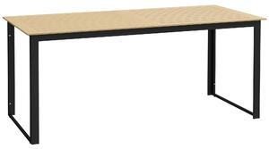 Outsunny Garden Dining Table, 175 x 78 x 75 cm Rectangle Outdoor Table for 6 People with Slatted Table Top, Metal Frame, for Balcony, Deck, Teak