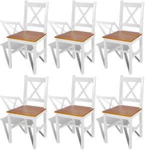 Dining Chairs 6 pcs White Pinewood