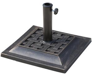 Outsunny Garden Parasol Base: Heavy-Duty 44cm Square Bronze Resin, Weatherproof, Elegant Design Aosom UK