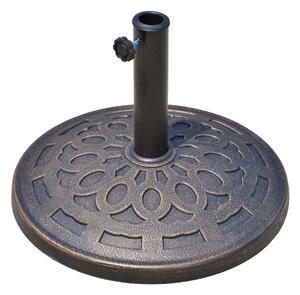 Outsunny 14kg Round Garden Parasol Base Holder Decorative Resin Market Umbrella Stand with Adjustable Coupler, Bronze Aosom UK