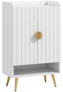 HOMCOM Modern Shoe Cabinet with 2 Doors, Open Shelf and Adjustable Shelves, Hallway Shoe Cupboard for 15 Pairs of Shoes, Entryway Storage Unit, White